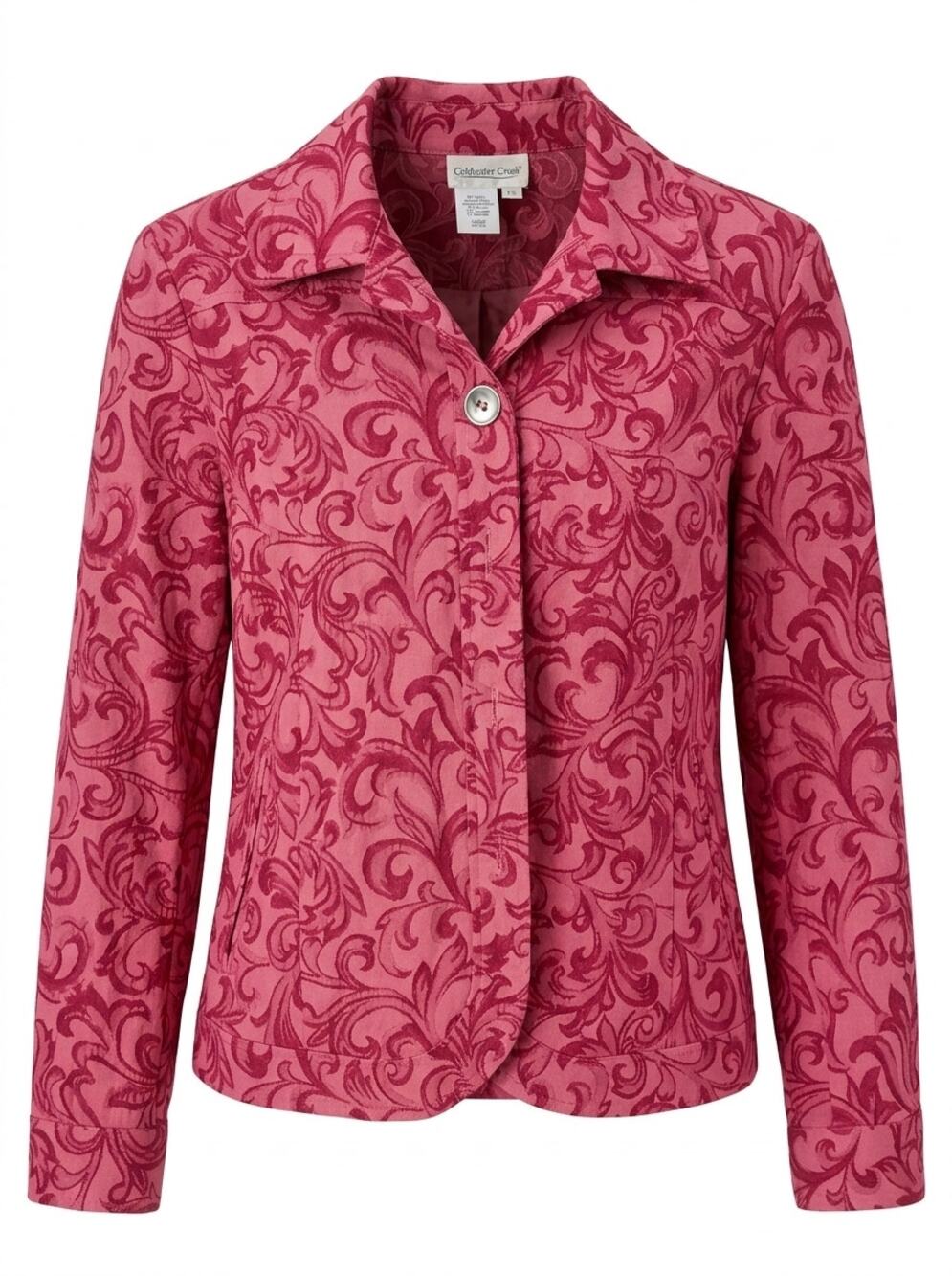 Coldwater Creek Pink Scroll Damask Button Blazer Women Size PS